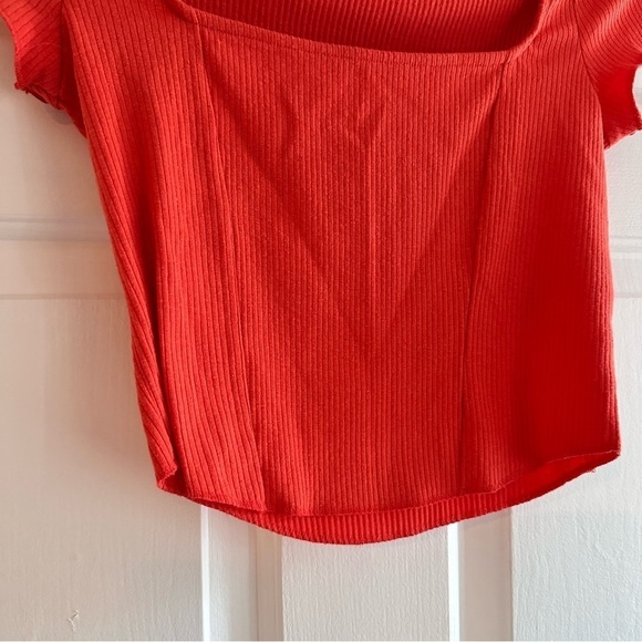 Urban Outfitters Square Neck Tee Orange‎ Size Medium - Picture 2 of 6